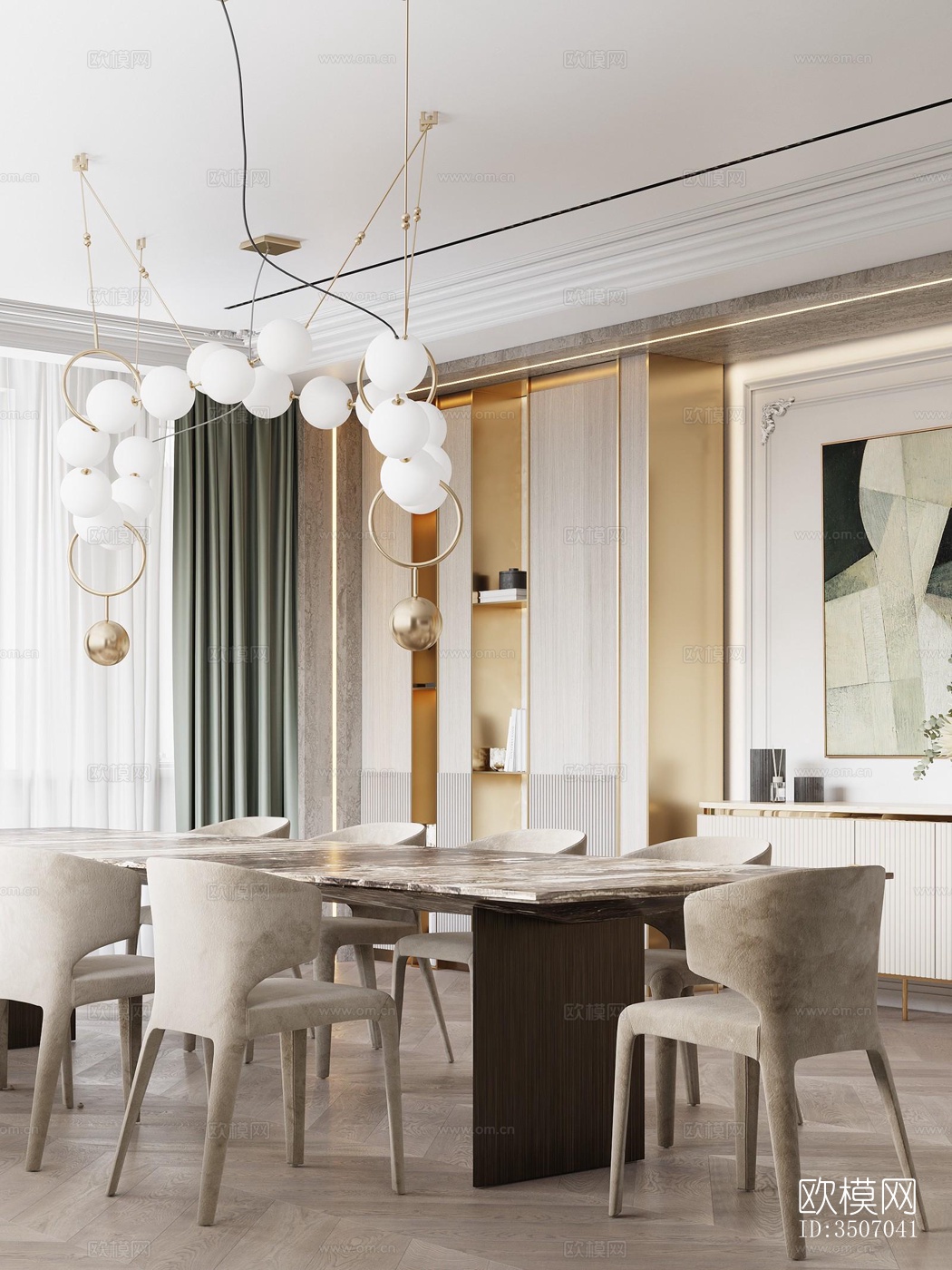 现代大平层效果图下载（渲染图5）