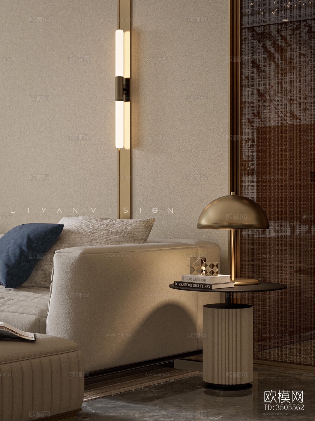 现代大平层效果图下载（渲染图2）