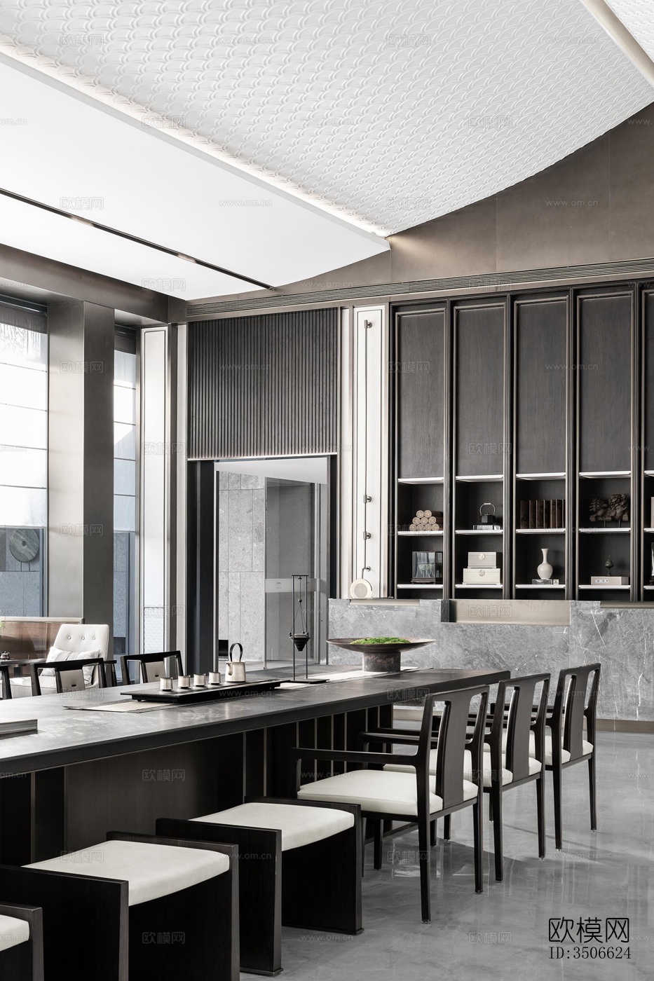 新中式售楼处效果图下载（渲染图10）