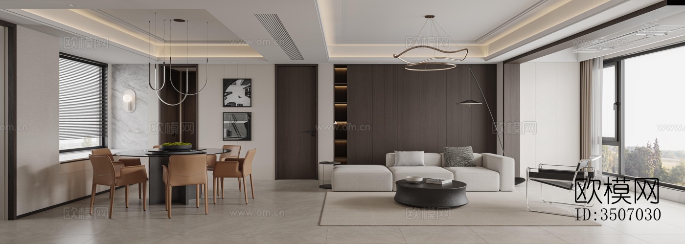 现代大平层效果图下载（渲染图14）