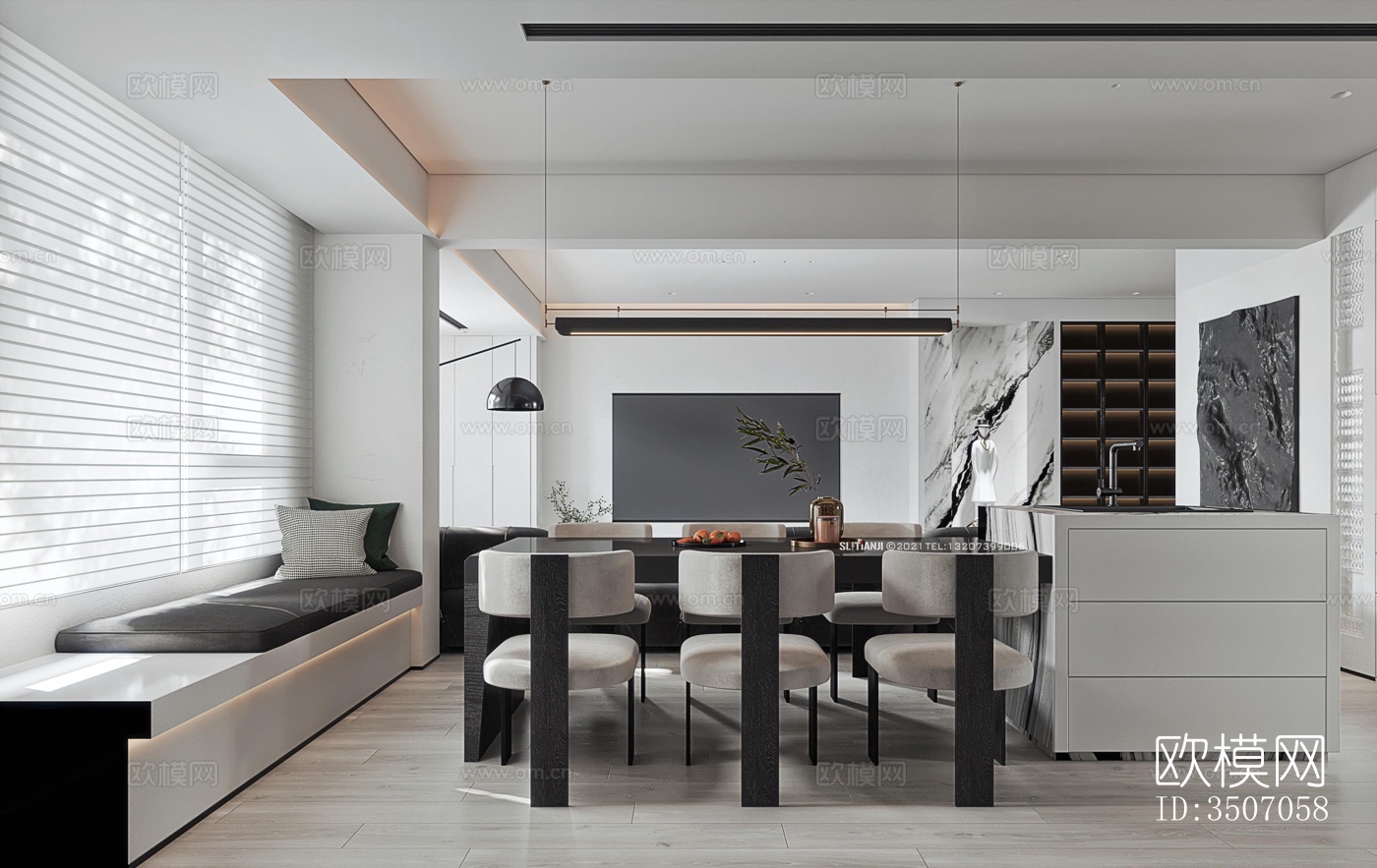 现代大平层效果图下载（渲染图12）