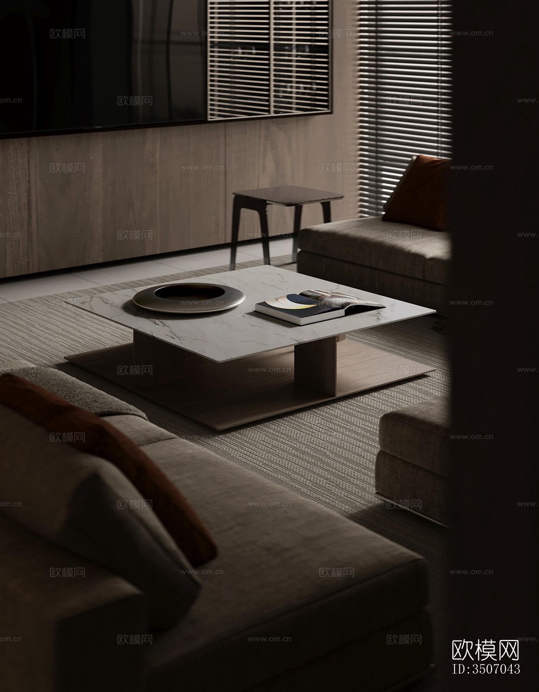 现代大平层效果图下载（渲染图15）