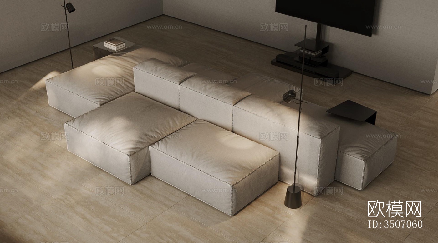 现代大平层效果图下载（渲染图18）