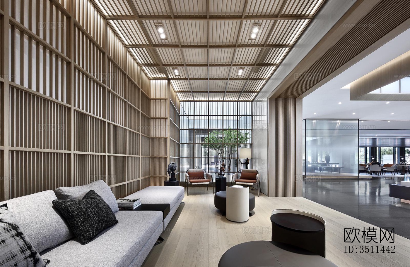 新中式售楼处效果图下载（渲染图14）