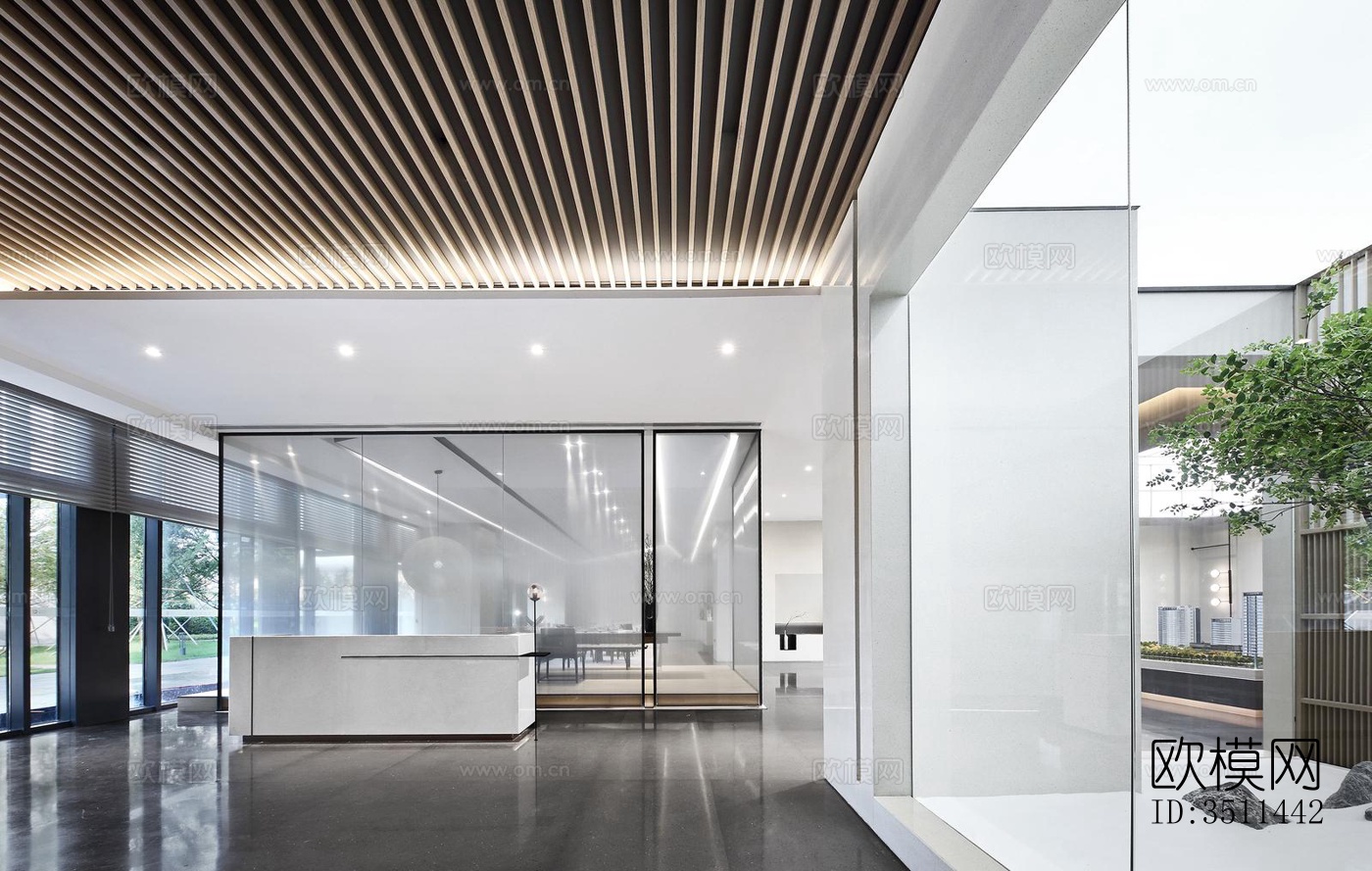 新中式售楼处效果图下载（渲染图1）