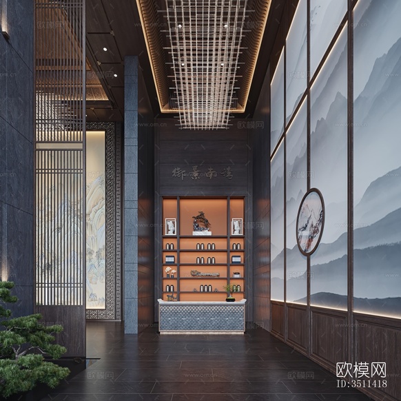 新中式售樓處效果圖下載(渲染圖6)
