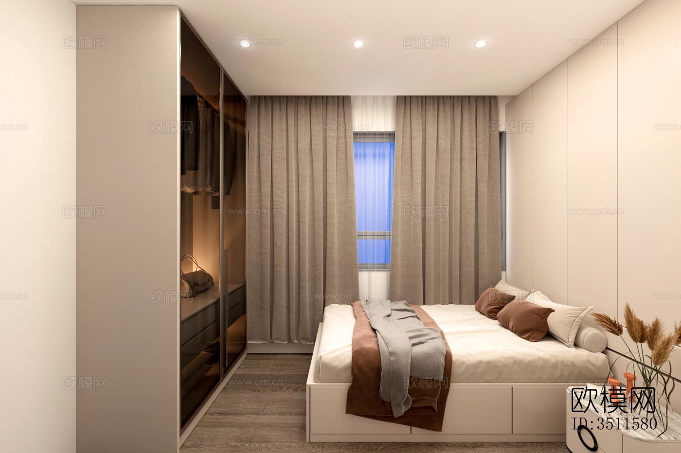 现代大平层效果图下载（渲染图2）