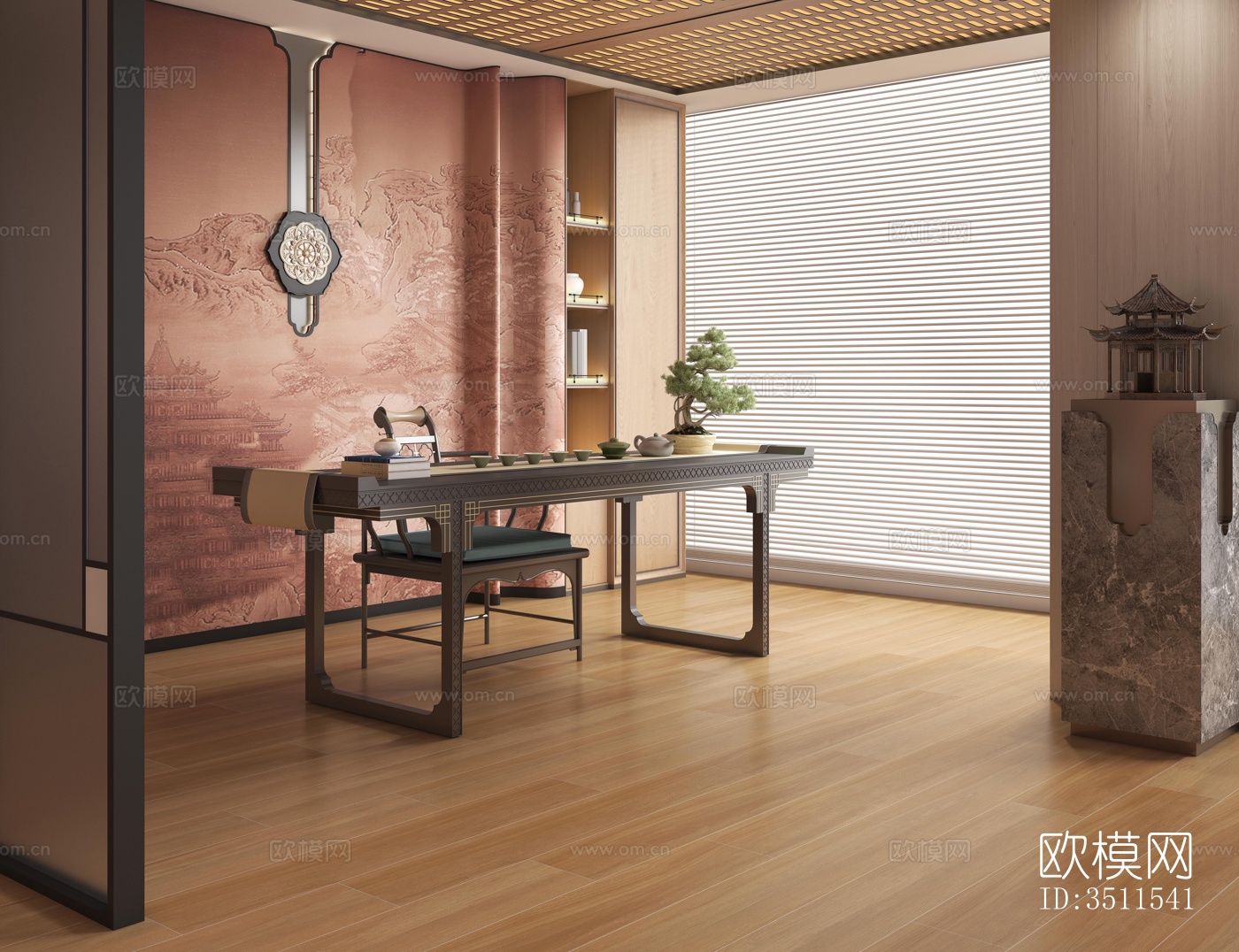 新中式复式效果图下载（渲染图4）