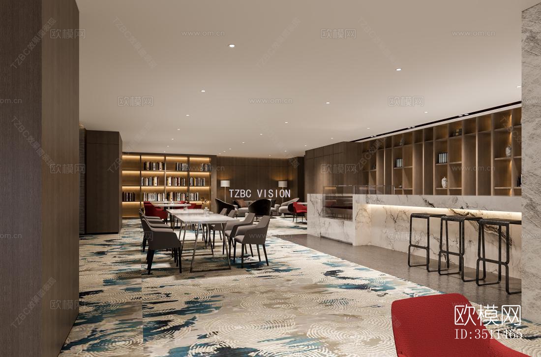 新中式售楼处效果图下载（渲染图2）