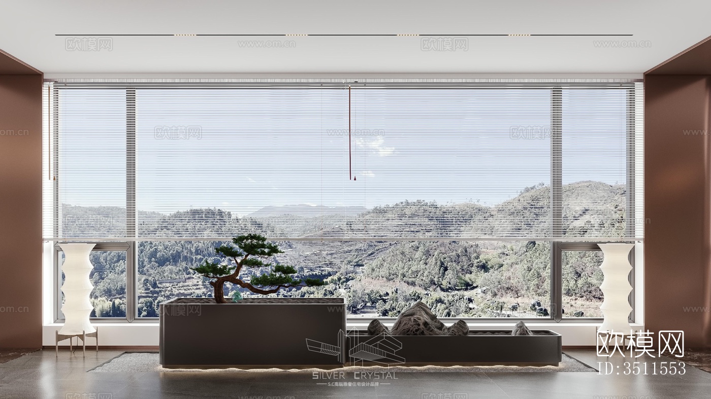 现代大平层效果图下载（渲染图2）