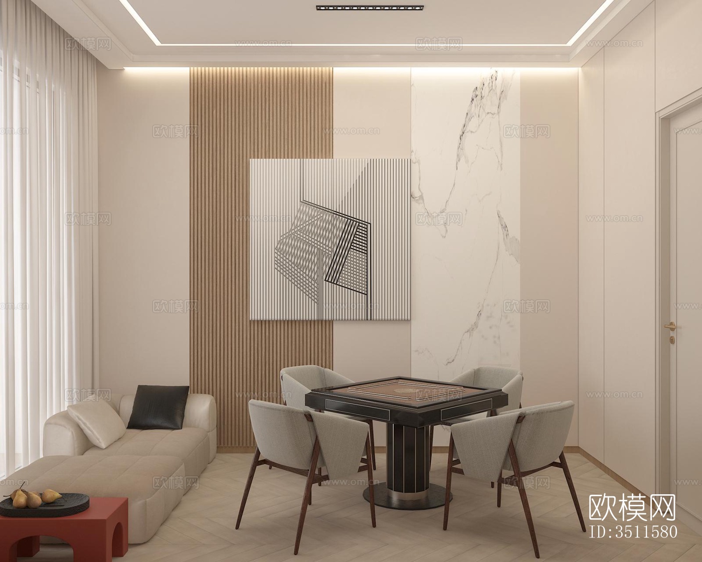 现代大平层效果图下载（渲染图6）