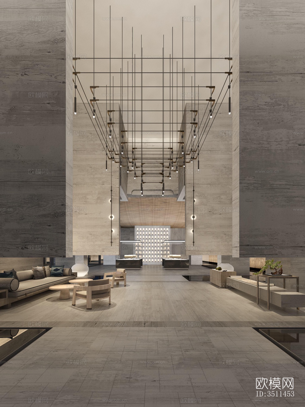 新中式售楼处效果图下载（渲染图2）