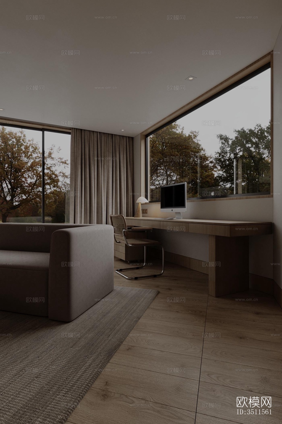 现代大平层效果图下载（渲染图12）