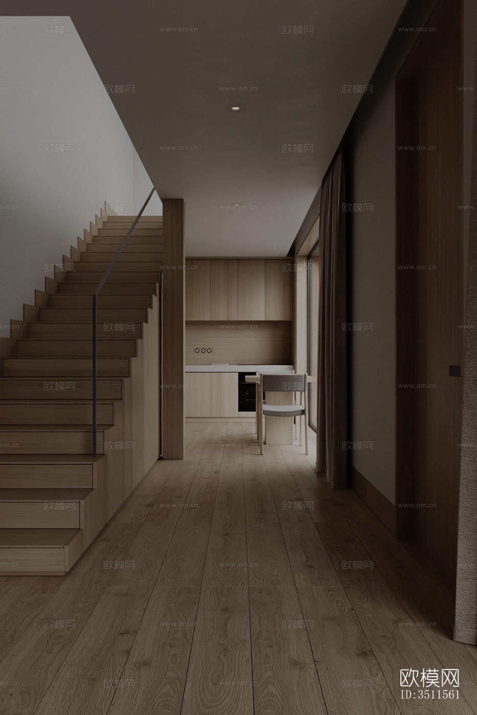 现代大平层效果图下载（渲染图4）