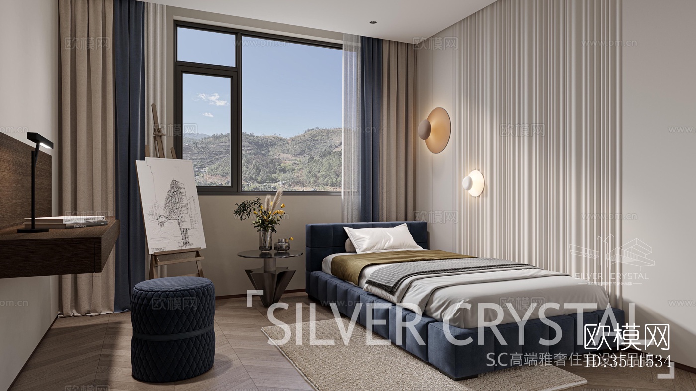 现代卧室效果图下载（渲染图2）