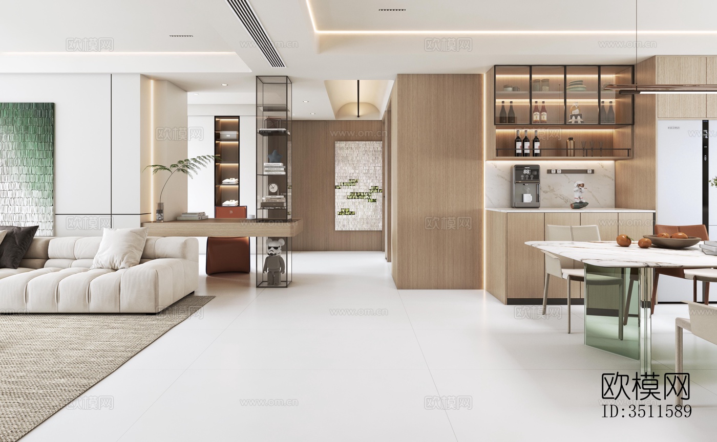 现代客厅效果图下载（渲染图2）