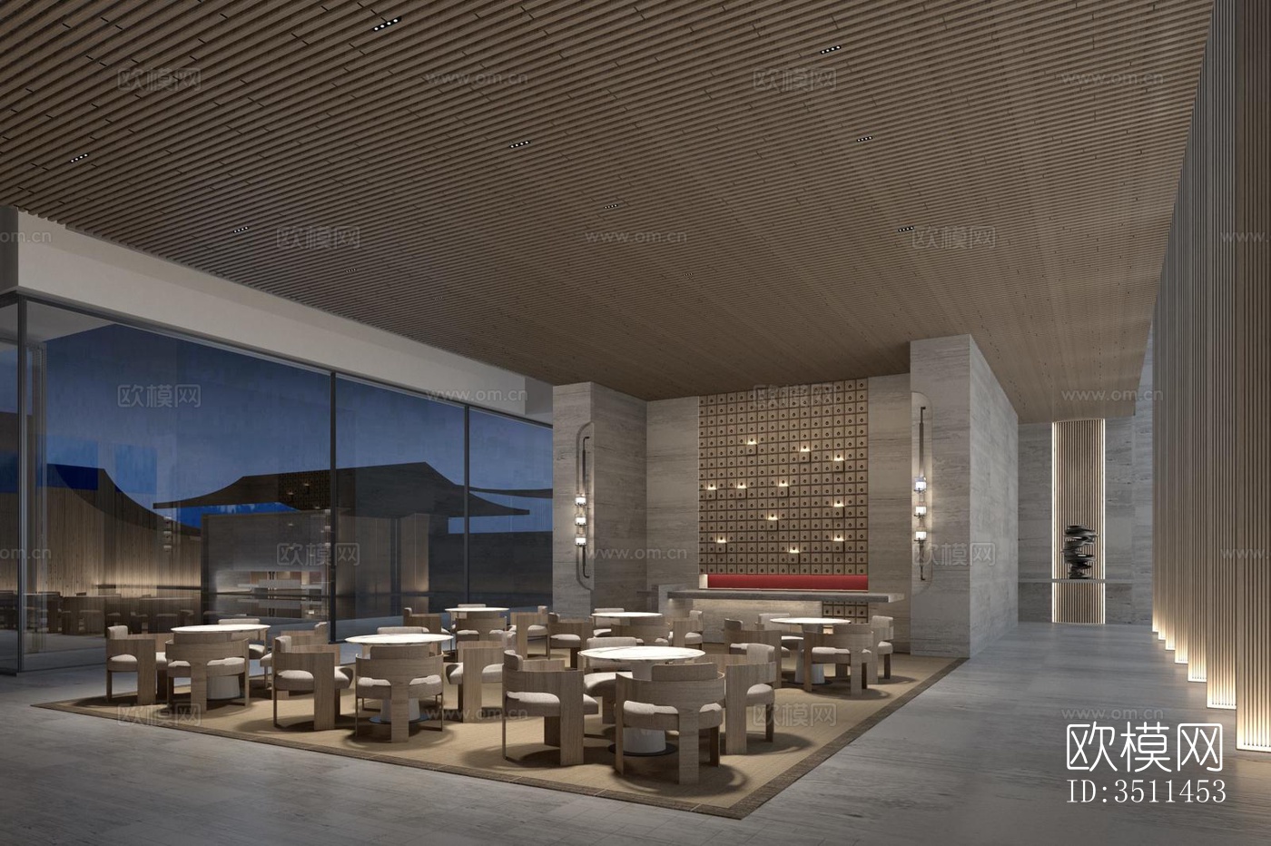 新中式售楼处效果图下载（渲染图4）