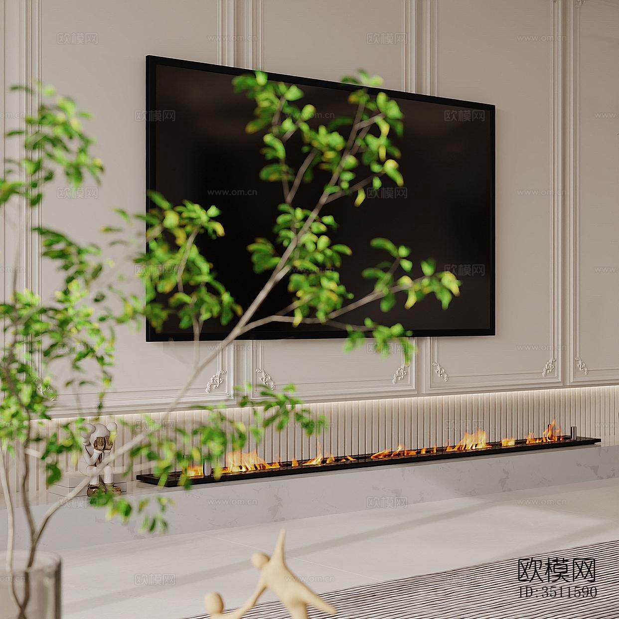 奶油风客餐厅效果图下载（渲染图8）