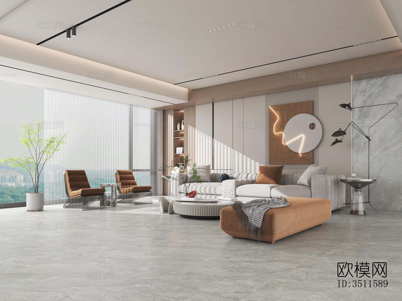 现代客厅效果图下载（渲染图6）