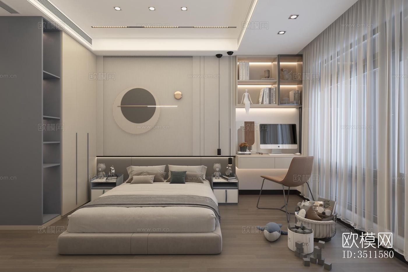 现代大平层效果图下载（渲染图7）