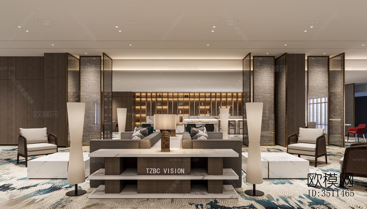 新中式售楼处效果图下载（渲染图1）