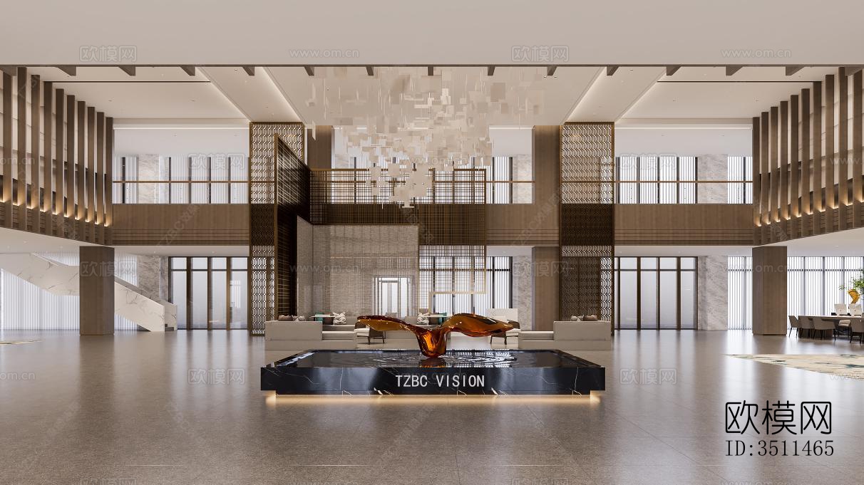 新中式售楼处效果图下载（渲染图7）