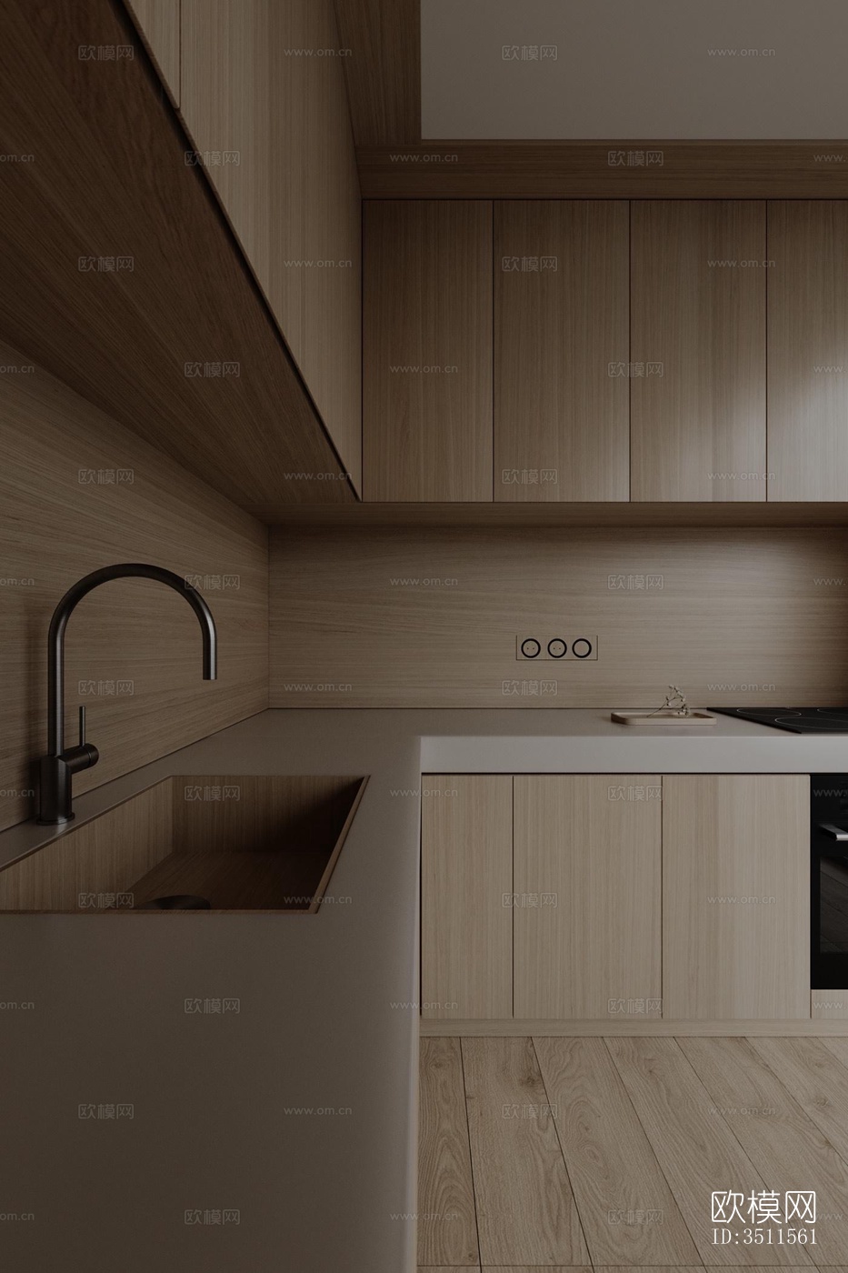 现代大平层效果图下载（渲染图2）