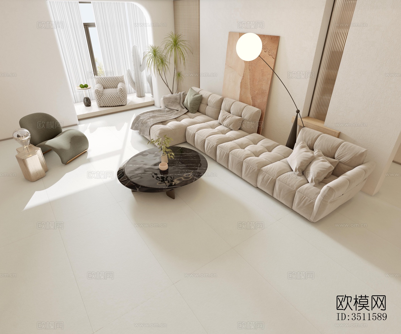 现代客厅效果图下载（渲染图1）