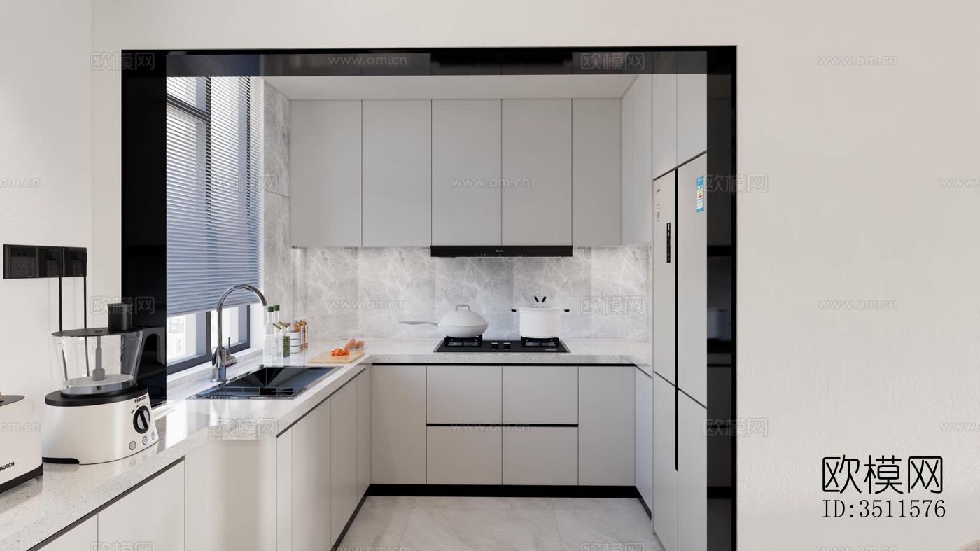 现代大平层效果图下载（渲染图3）