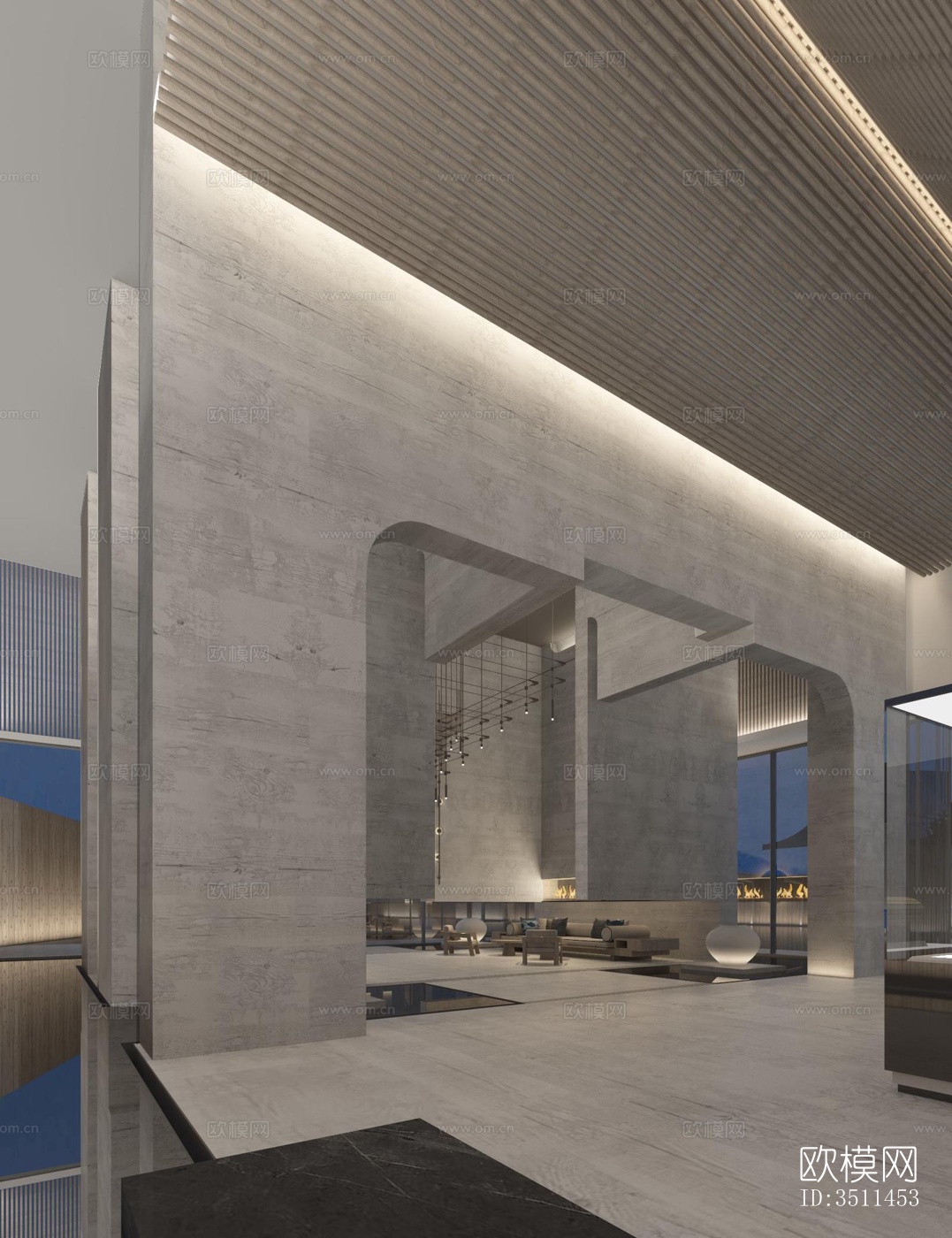 新中式售楼处效果图下载（渲染图3）