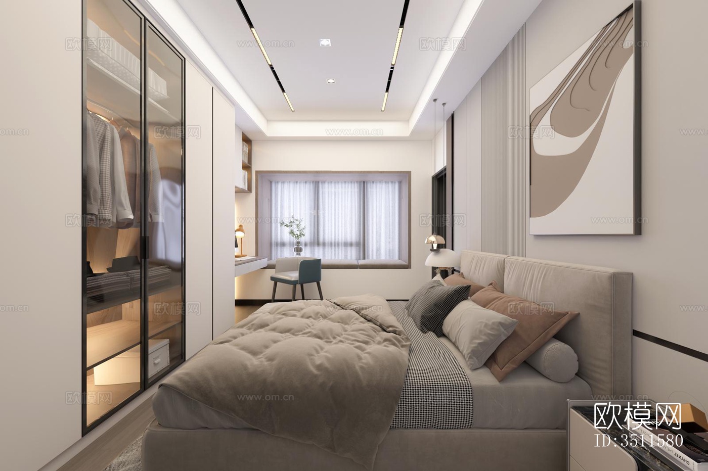 现代大平层效果图下载（渲染图9）