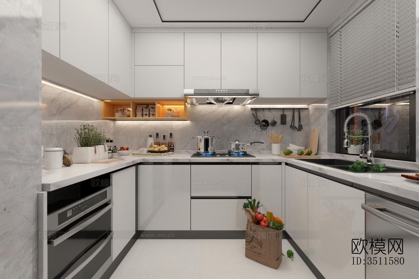 现代大平层效果图下载（渲染图5）