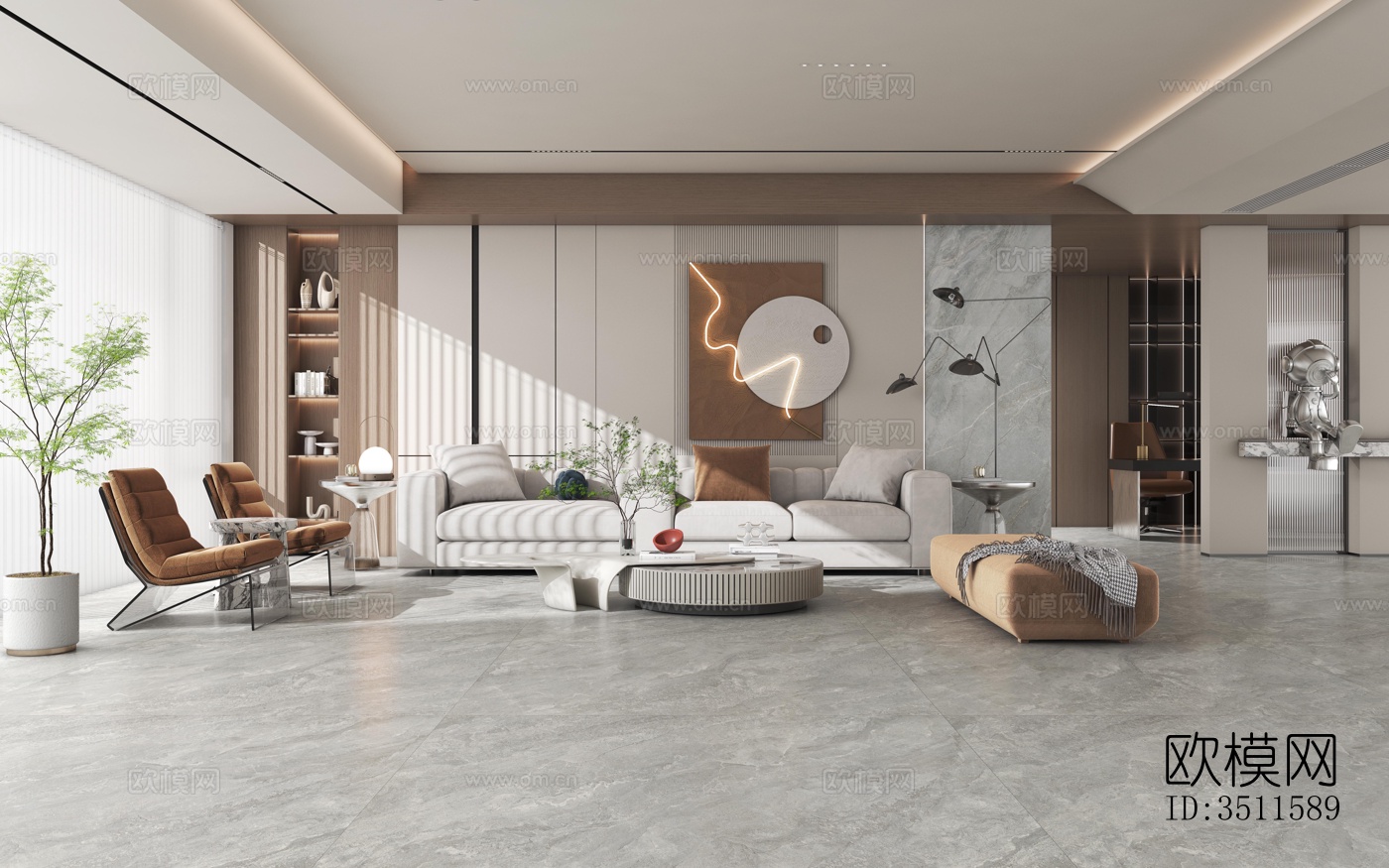现代客厅效果图下载（渲染图5）