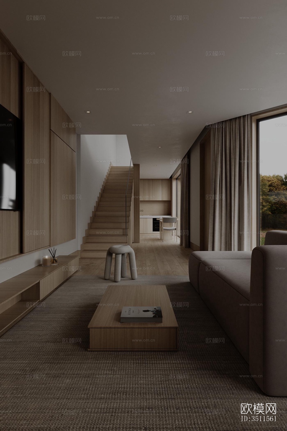 现代大平层效果图下载（渲染图15）