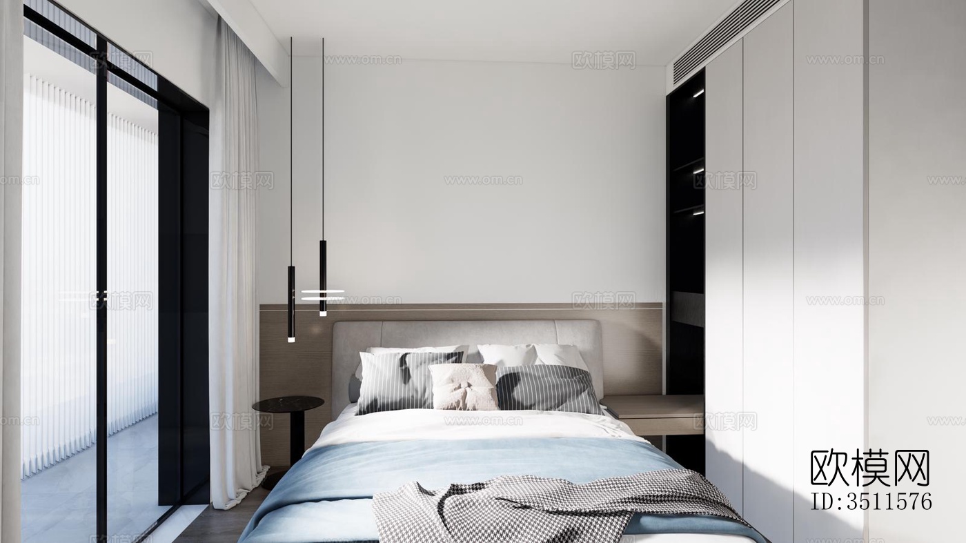 现代大平层效果图下载（渲染图9）