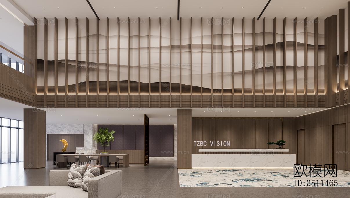 新中式售楼处效果图下载（渲染图3）