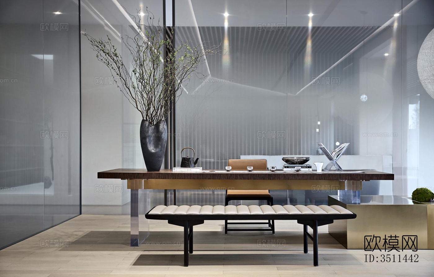 新中式售楼处效果图下载（渲染图7）