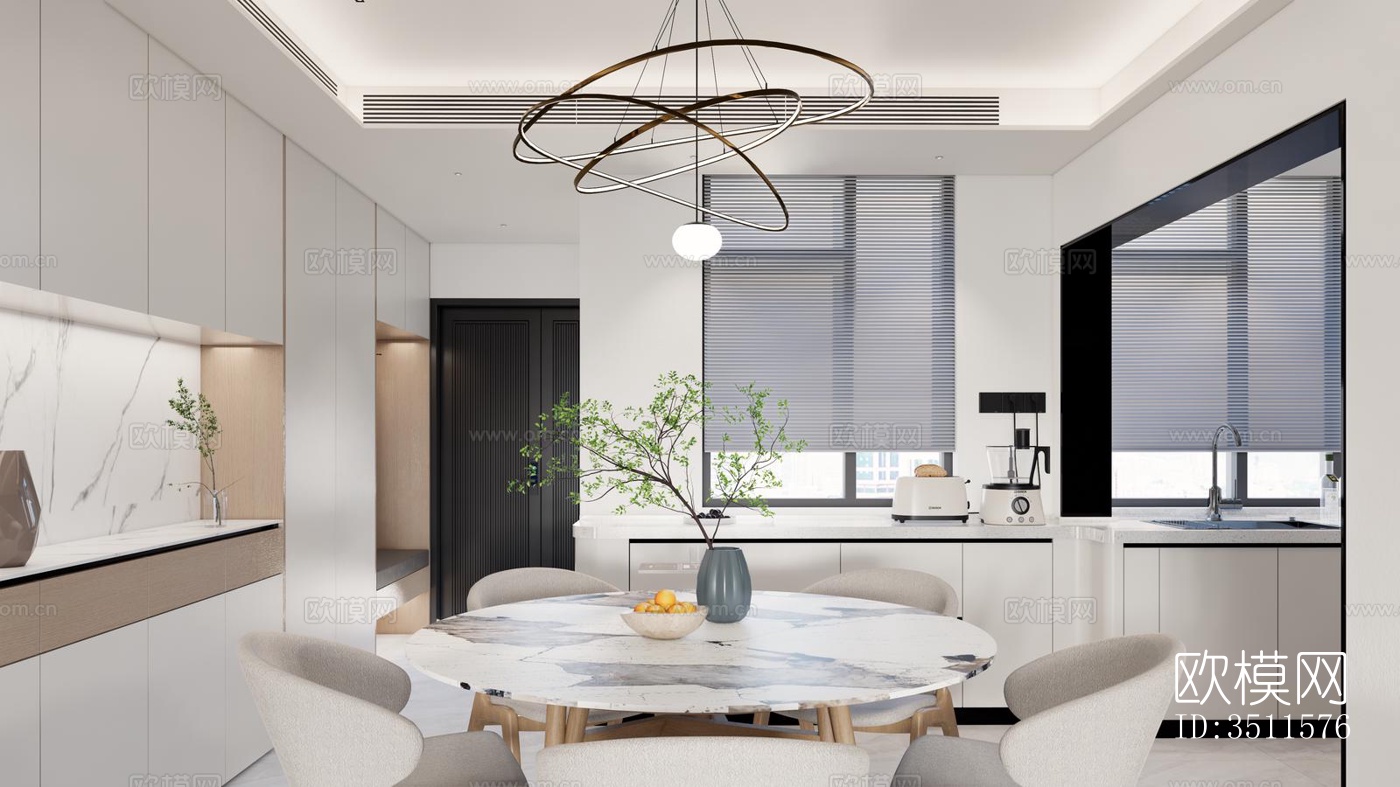 现代大平层效果图下载（渲染图1）