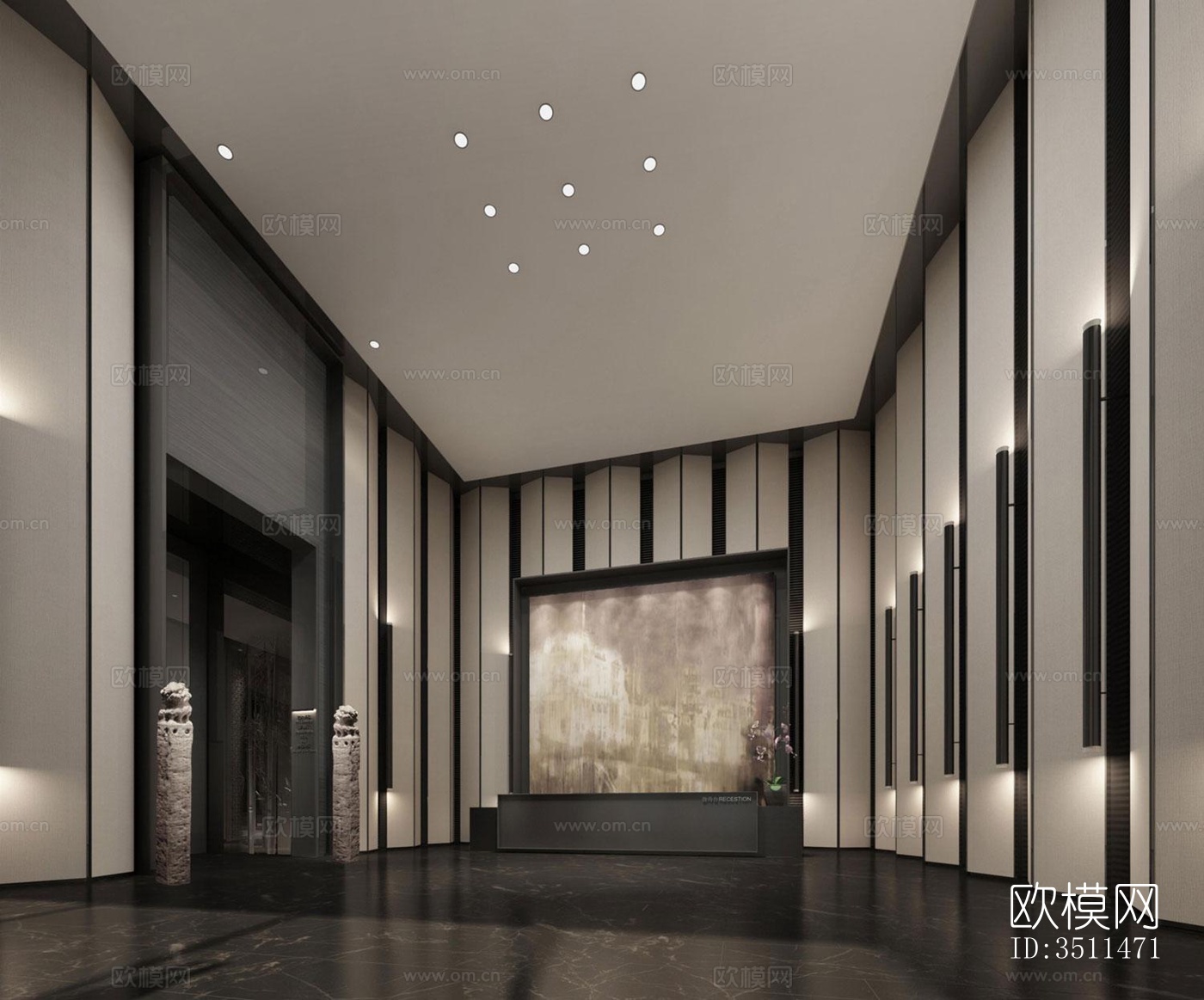 新中式售楼处效果图下载（渲染图1）