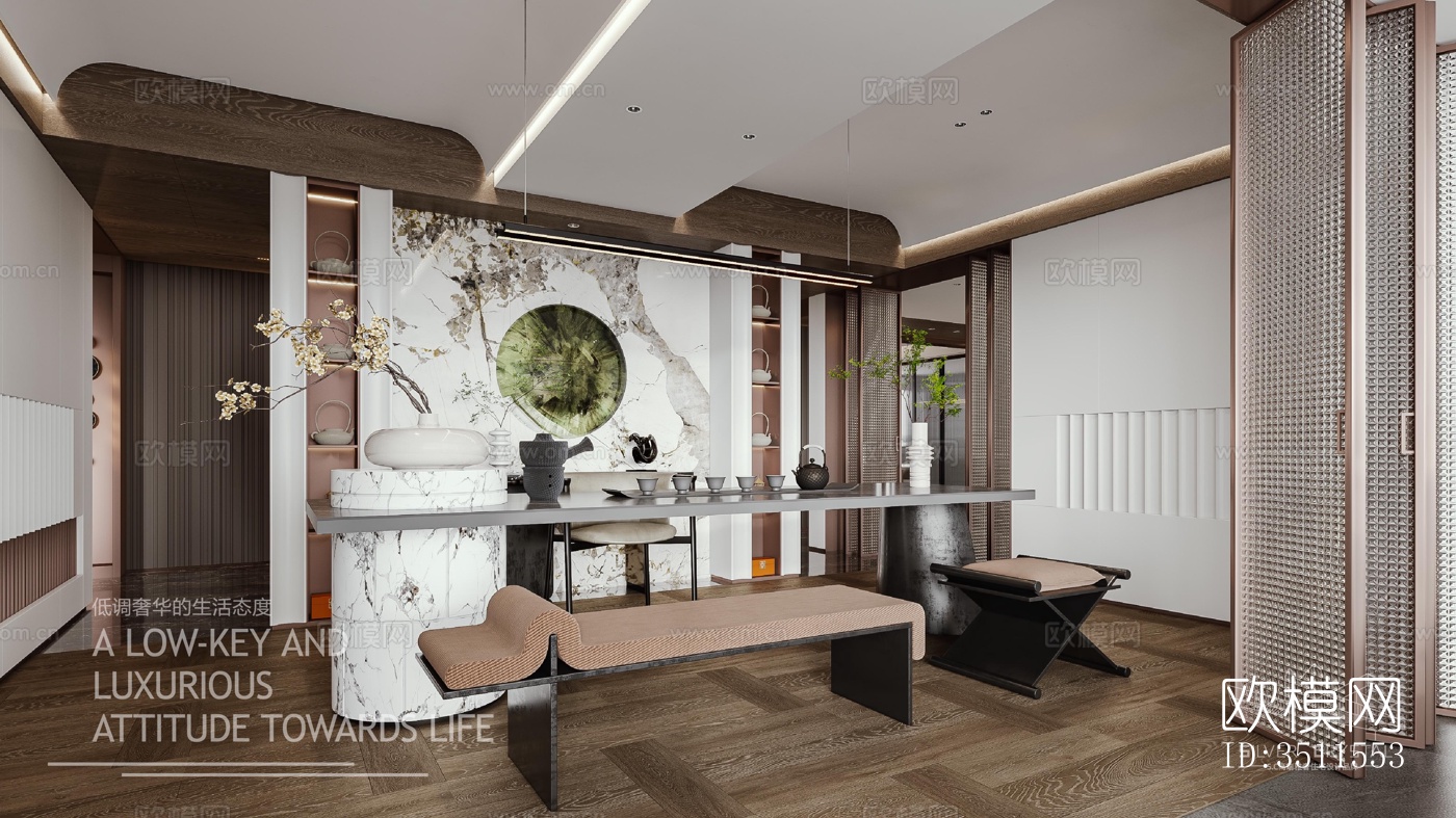 现代大平层效果图下载（渲染图15）