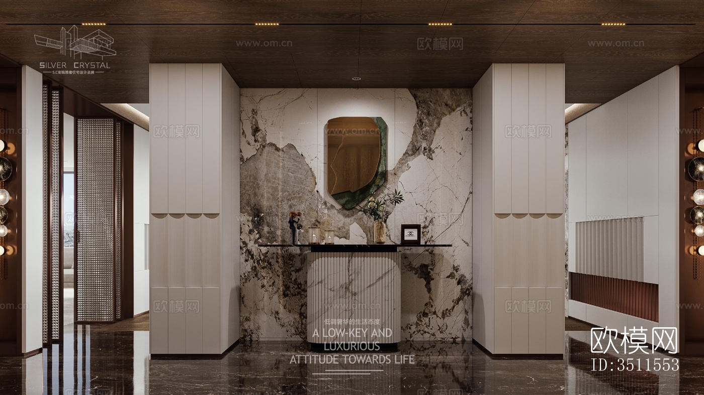 现代大平层效果图下载（渲染图9）