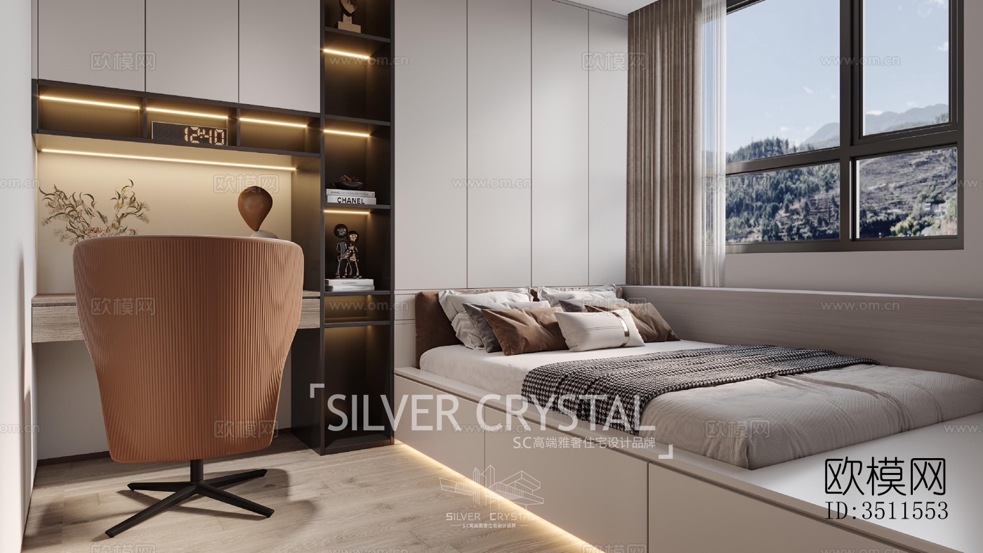 现代大平层效果图下载（渲染图7）