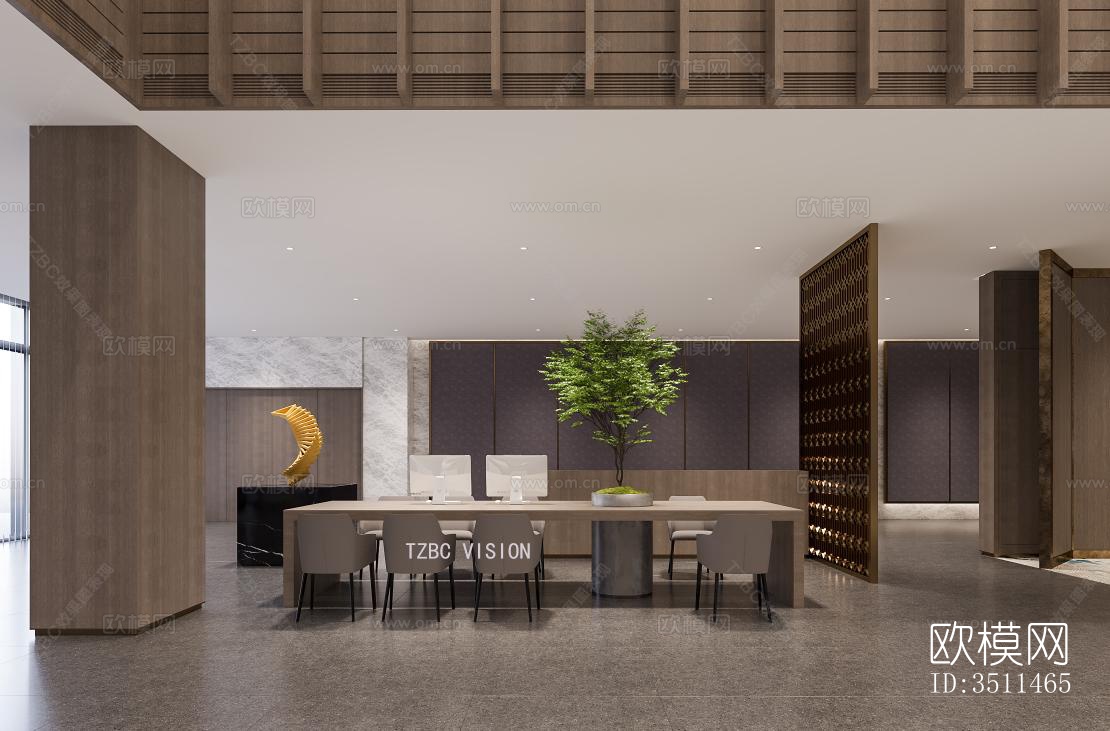 新中式售楼处效果图下载（渲染图6）