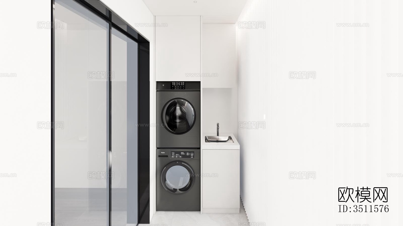 现代大平层效果图下载（渲染图2）