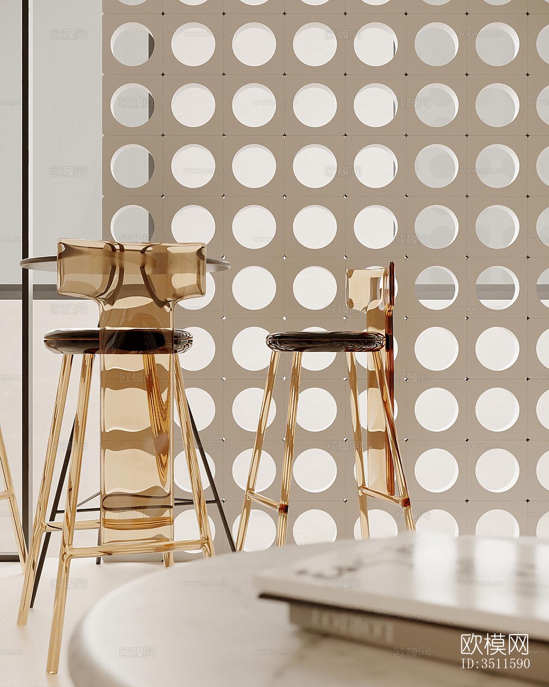 奶油风客餐厅效果图下载（渲染图10）