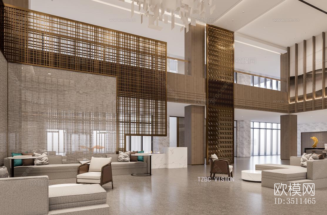 新中式售楼处效果图下载（渲染图5）