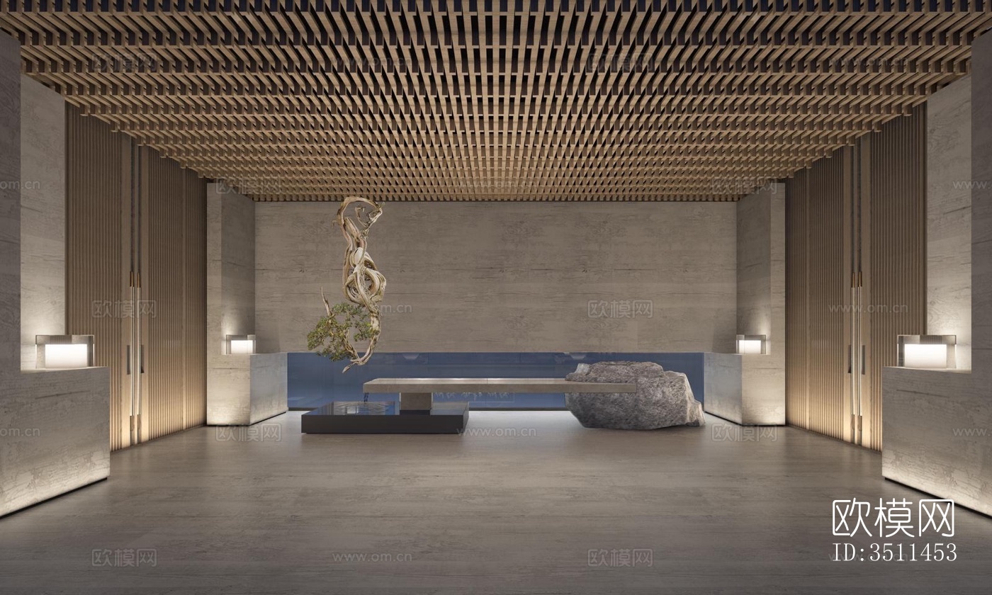 新中式售楼处效果图下载（渲染图5）