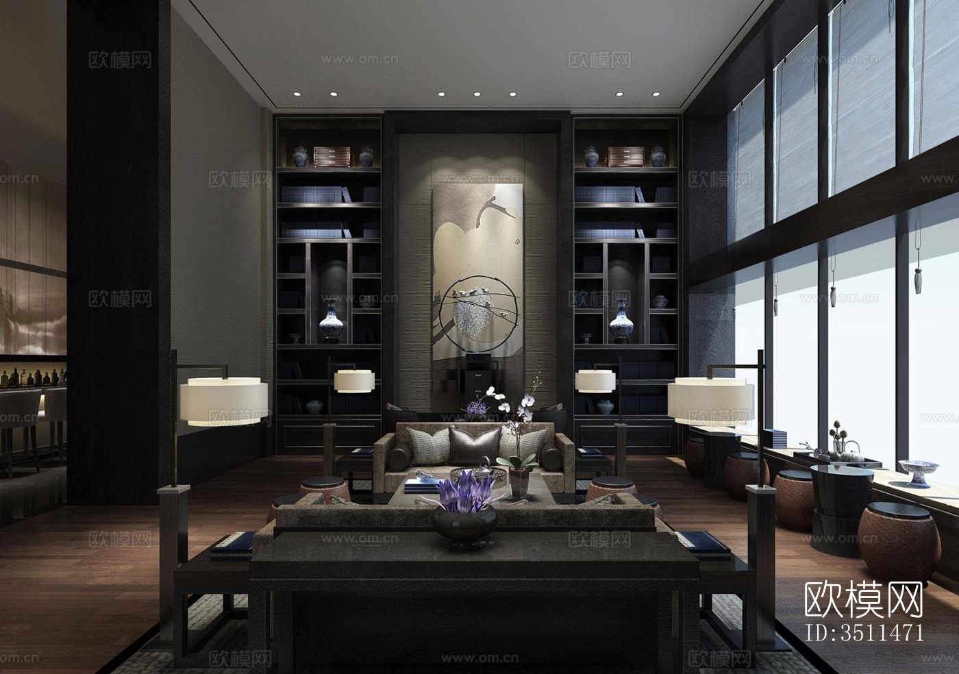 新中式售楼处效果图下载（渲染图4）