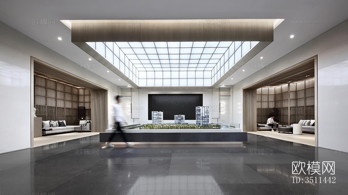 新中式售楼处效果图下载（渲染图2）