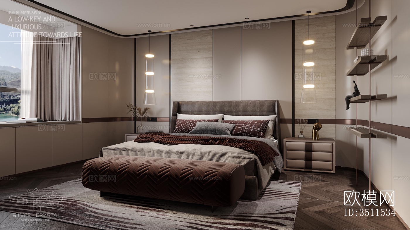 现代卧室效果图下载（渲染图4）